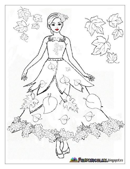 Раскраска девушка осень