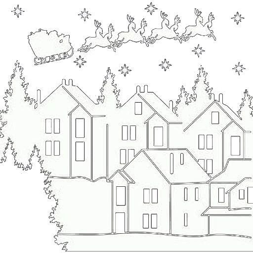 Трафареты на окна домики