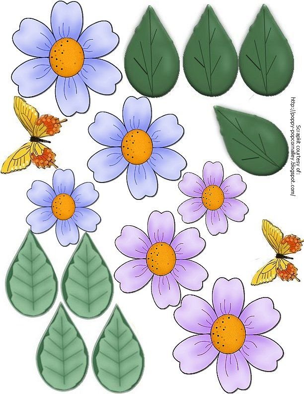 Шаблоны цветов для аппликации