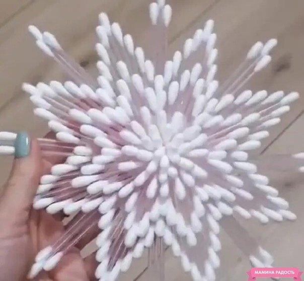 Снежинки из ушных палочек