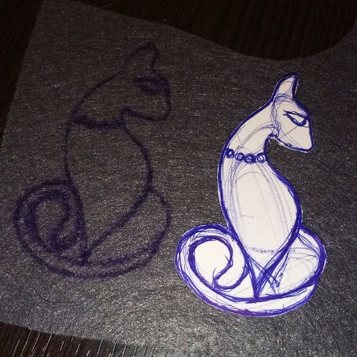 Трафарет кошки для броши