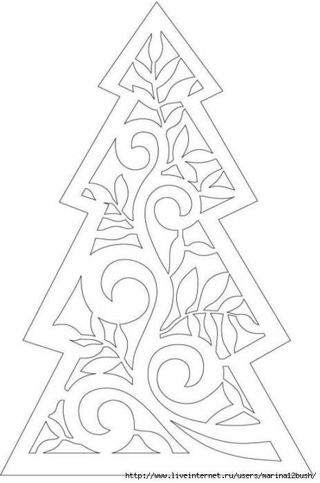 Елка резная трафарет