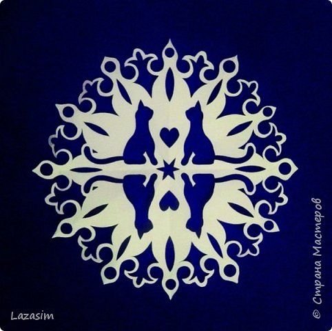 Снежинка из бумаги узор звери