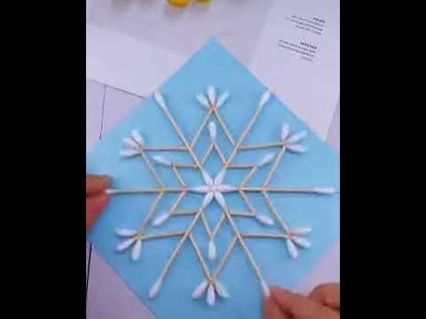 Снежинка из ватных палочек