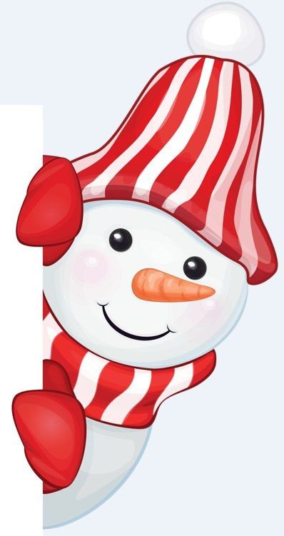 Снеговик выглядывает из окна