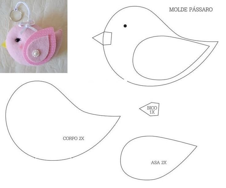 Птичка из фетра выкройка