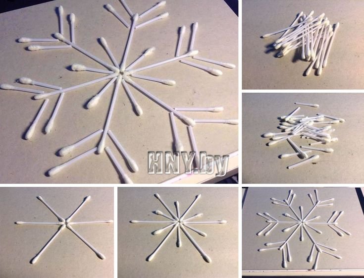 Снежинка из ватных палочек
