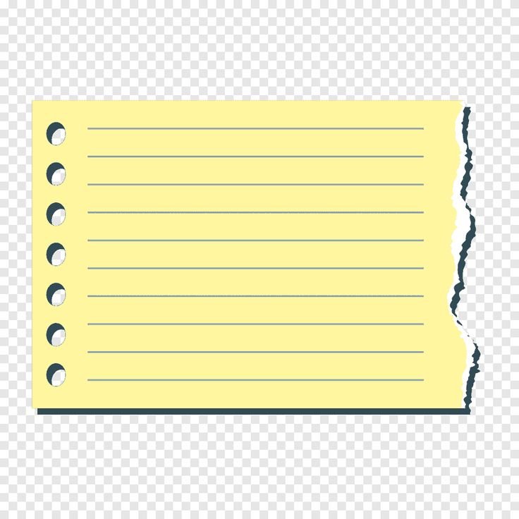 Блокнотный лист на прозрачном фоне