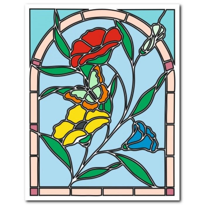Витраж с цветами