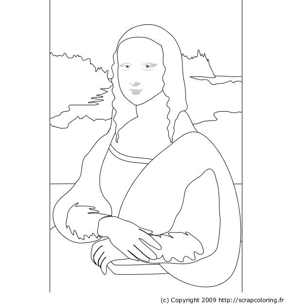 Портрет Мона Лиза раскраска