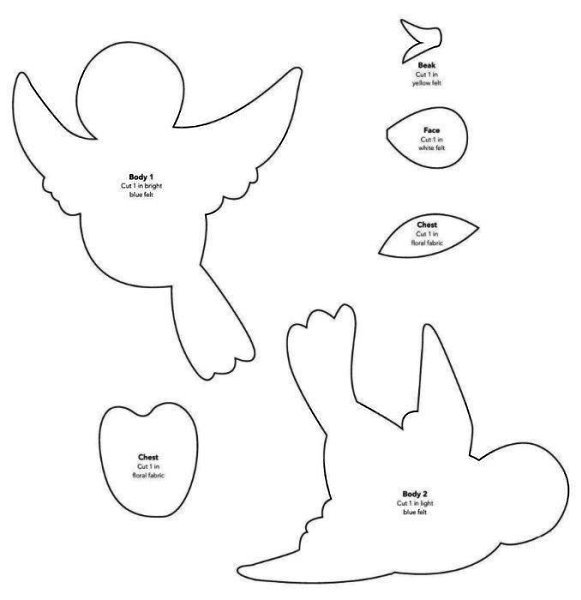 Птица из фетра выкройка шаблон