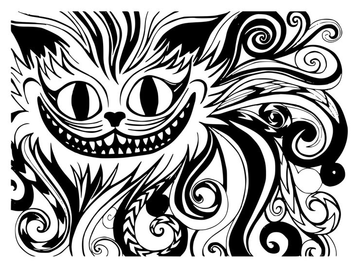 Чеширский кот раскраска
