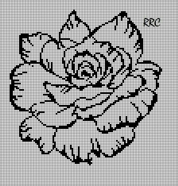 Монохромная вышивка цветы