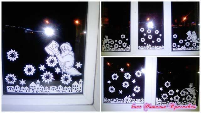 Окно украсить на новый год дед Мороз снежинки на окне