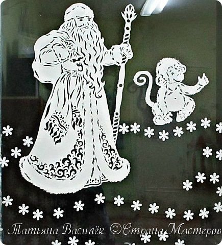 Украшения на окна дед Мороз и Снегурочка