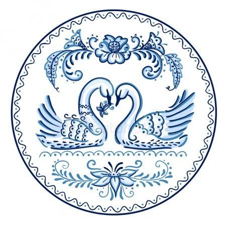 Гжельская роспись зооморфный орнамент