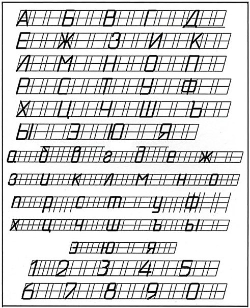 Сетка для черчения шрифта