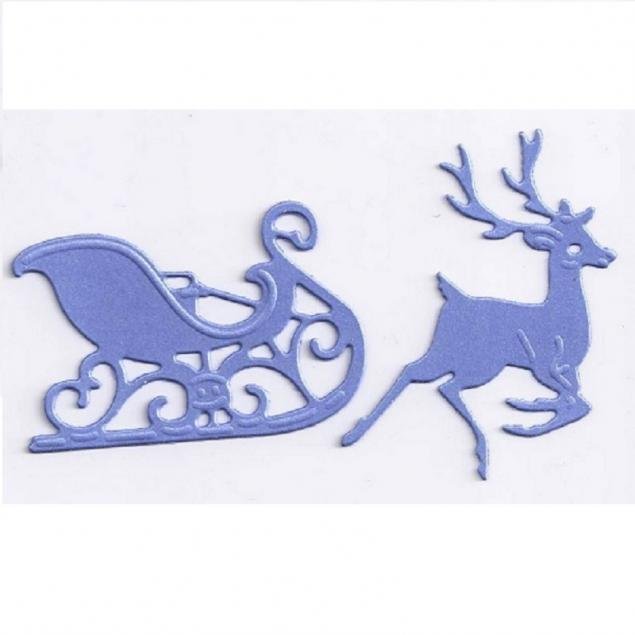 Олень с санками трафарет
