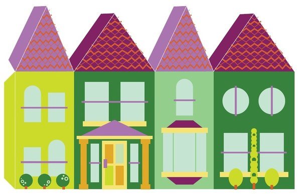 Домики из бумаги для вырезания цветные