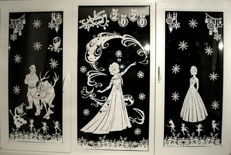 Новогоднее украшения на окна