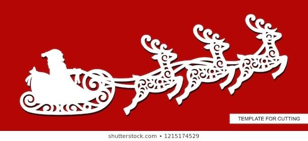 Олени с санями трафареты для вырезания