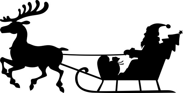 Дед Мороз на санях трафарет