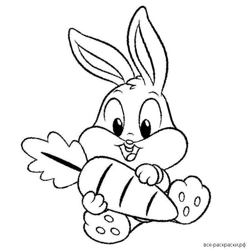 Зайчик раскраска для малышей