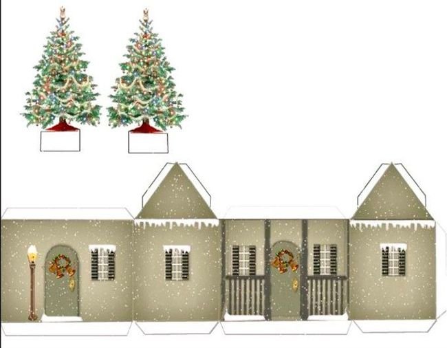 Шаблоны новогодних домиков