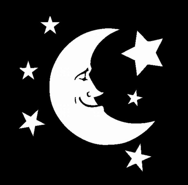 Новогодние трафареты на окна Луна
