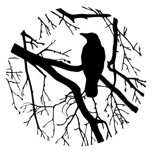 Силуэт вороны на ветке