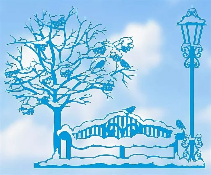 Зимние деревья на окна