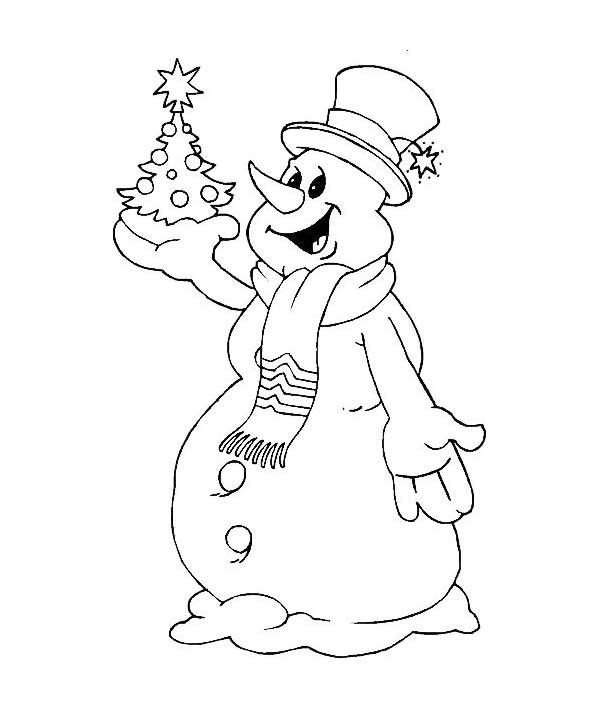 Снеговик раскраска для детей