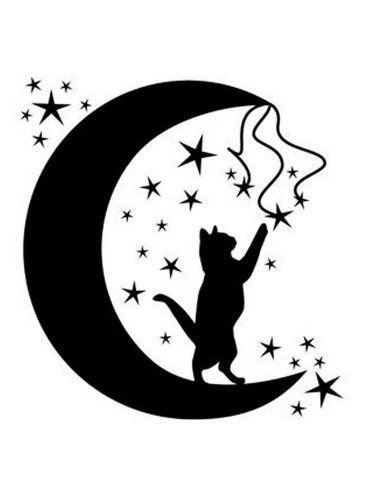 кот смотрящий на луну