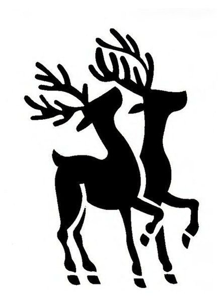 Олени трафареты для вырезания на окна