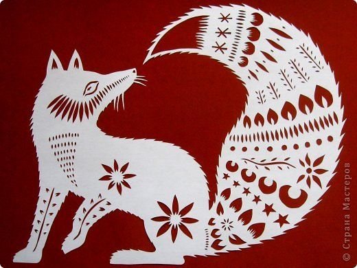 Вытынанка лисы для вырезания из бумаги