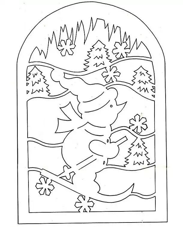 Вытынанки на окна новогодние