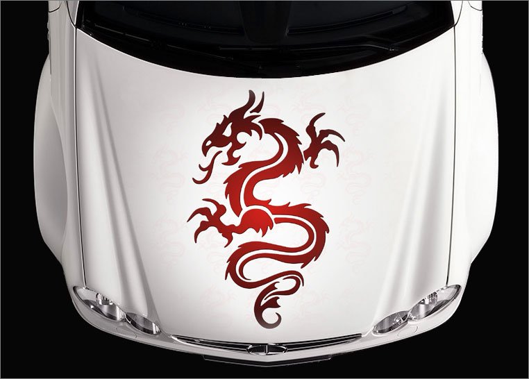 Наклейка на капот дракон