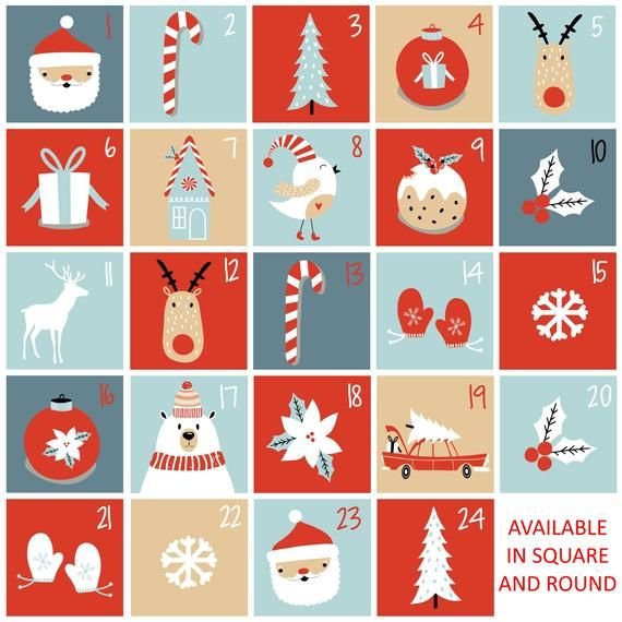 Новогодние наклейки для адвент календаря