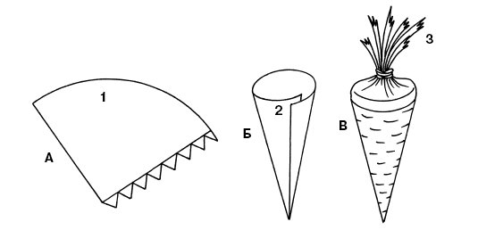 Макет морковки из бумаги