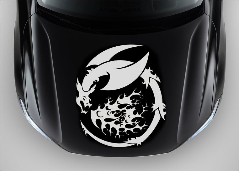 Металлическая наклейка дракон большая