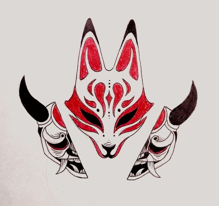 Кицунэ демон Лис маска