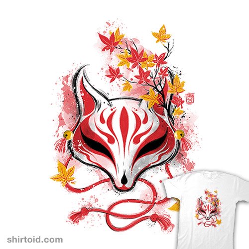 Маска Кицунэ акварель