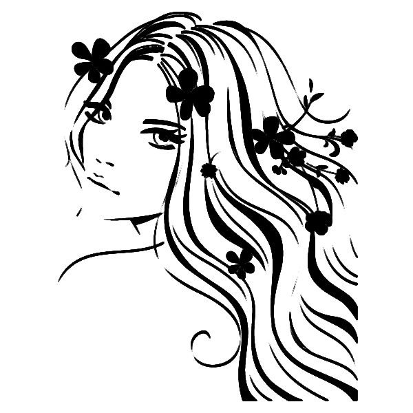 Силуэт девушки с волосами