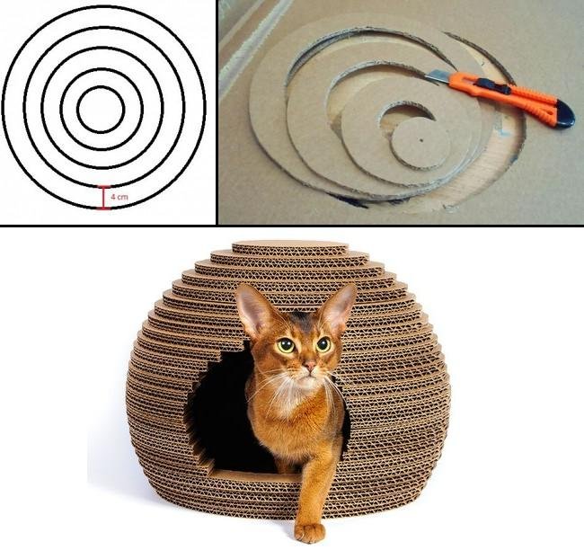 Лабиринт для кошки из картона