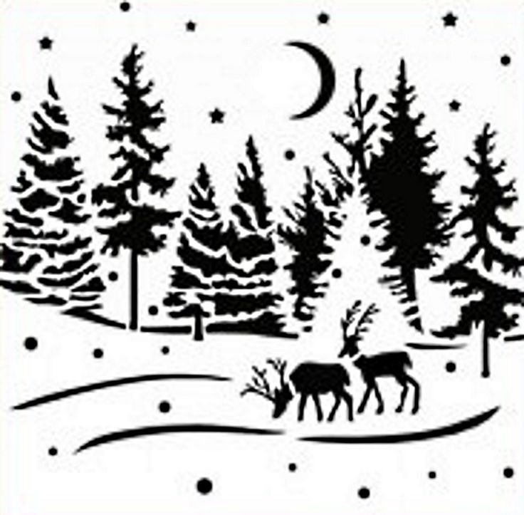 Новогодний лес силуэт