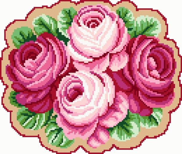 Ковровая вышивка розы