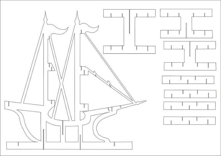 Корабль вырезать из бумаги