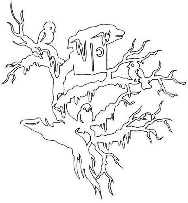 Новогодние трафареты на окна дерево