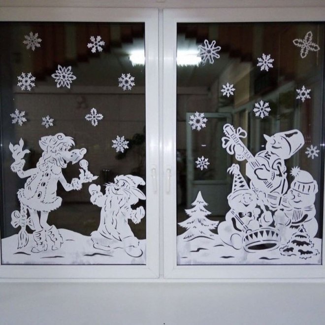 Новогоднее украшения на окна