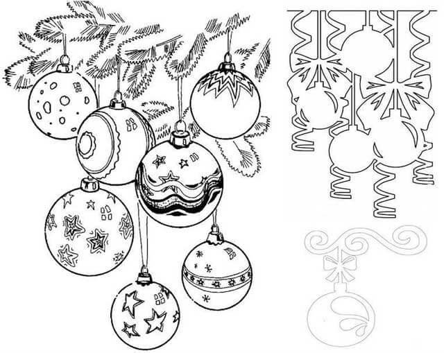 Новогодние шары трафарет